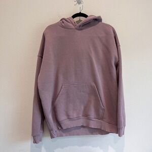 Zara Women Oversized Fleece Hoodie Mauve Purple Drop Shoulder Small